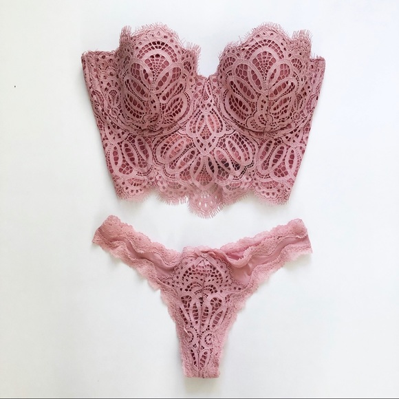 Victoria's Secret Other - NWT VS Pink Bustier Thong Set 32D/XS